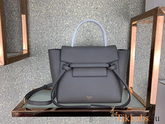 Celine Micro Belt Bag In Grained Calfskin With Gray 20cm 175519 - 1