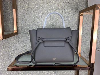 Celine Micro Belt Bag In Grained Calfskin With Gray 20cm 175519