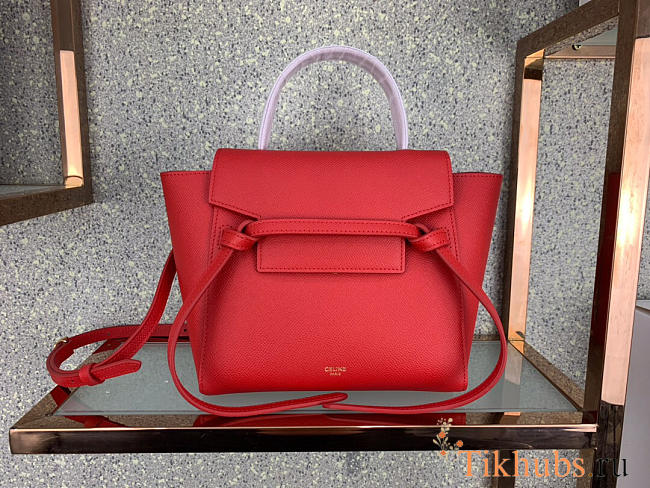 Celine Micro Belt Bag In Grained Calfskin With Red 20 Cm 175519 - 1