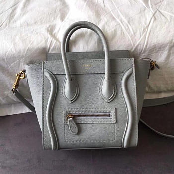 Celine Micro Luggage Calfskin Handbag In Light Blue