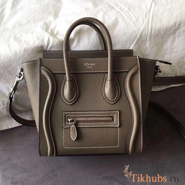 Celine Micro Luggage Calfskin Handbag In Brown - 1