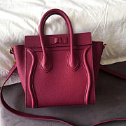 Celine Micro Luggage Calfskin Handbag In Rose Red - 5