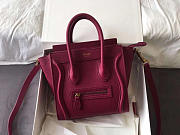 Celine Micro Luggage Calfskin Handbag In Rose Red - 4