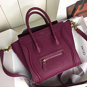 Celine Micro Luggage Calfskin Handbag In Rose Red - 6