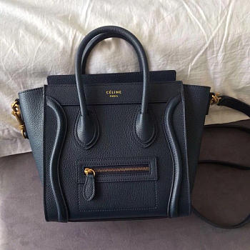 Celine Micro Luggage Calfskin Handbag In Blue