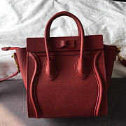 Celine Micro Luggage Calfskin Handbag In Wine Red - 2