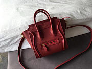 Celine Micro Luggage Calfskin Handbag In Wine Red - 5