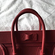 Celine Micro Luggage Calfskin Handbag In Wine Red - 6