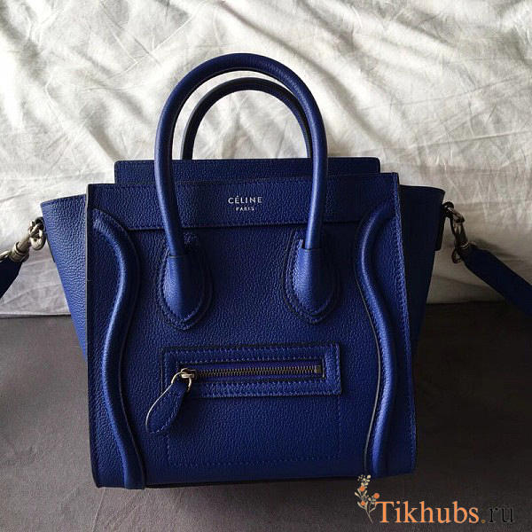 Celine Micro Luggage Calfskin Handbag In Dark Blue - 1