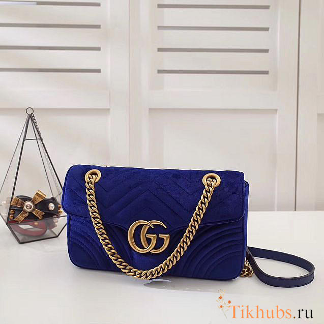 Modishbags Marmont velvet Medium shoulder bag in Dark Blue - 1