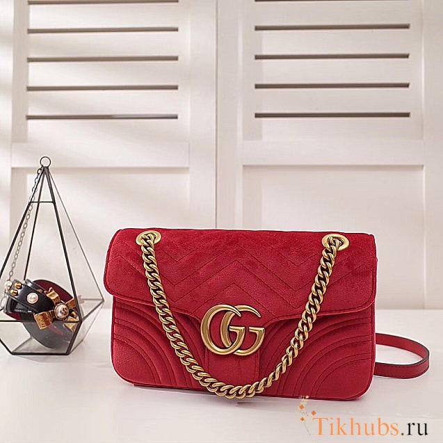 Modishbags Marmont velvet Medium shoulder bag in Red - 1