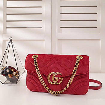 Modishbags Marmont velvet Medium shoulder bag in Red