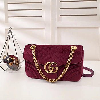 Modishbags Marmont velvet Medium shoulder bag in Wine Red