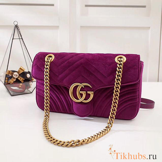 Modishbags Marmont velvet Medium shoulder bag in Purple - 1