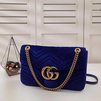 Modishbags Marmont velvet Large shoulder bag in Dark Blue