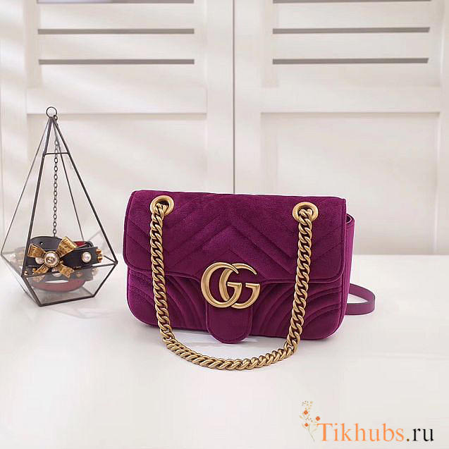 	Modishbags Marmont velvet Small shoulder bag in Purple - 1