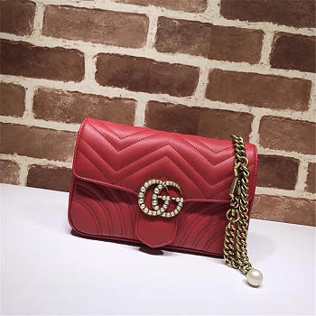 Modishbags Pearly Marmont Flap Belt Bag Leather Red 476809