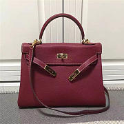 Modishbags Kelly Mini Leather Wine Red Handbag  - 1