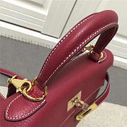 Modishbags Kelly Mini Leather Wine Red Handbag  - 5