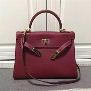 Modishbags Kelly Mini Leather Wine Red Handbag  - 4