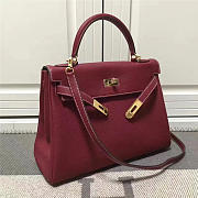 Modishbags Kelly Mini Leather Wine Red Handbag  - 6