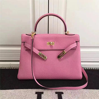 Modishbags Kelly Mini Leather Pink Handbag 