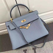 Modishbags Kelly Mini Leather Light Blue Handbag - 2