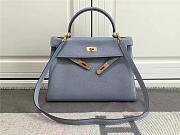 Modishbags Kelly Mini Leather Light Blue Handbag - 4