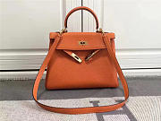 Modishbags Kelly Mini Leather Orange Handbag - 1