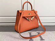 Modishbags Kelly Mini Leather Orange Handbag - 3