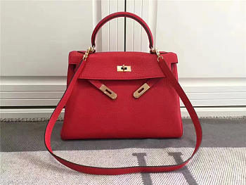 Modishbags Kelly Mini Leather Red Handbag