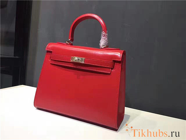 	Modishbags Kelly Leather Handbag Red - 1