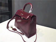 Modishbags Kelly Leather Handbag Wine Red - 2