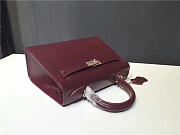 Modishbags Kelly Leather Handbag Wine Red - 3