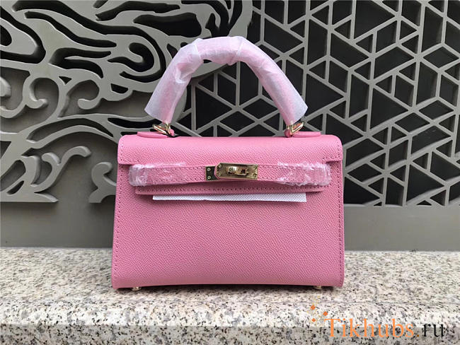 Modishbags Kelly Leather Handbag In Pink - 1
