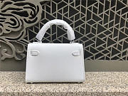 Modishbags Kelly Leather Handbag In White With Silver Hardware - 2