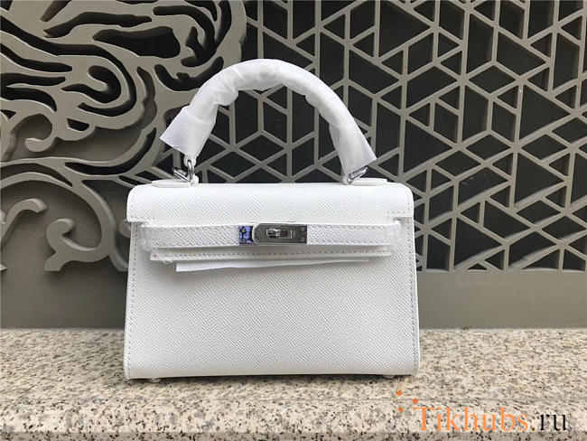 Modishbags Kelly Leather Handbag In White With Silver Hardware - 1