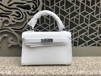 Modishbags Kelly Leather Handbag In White With Silver Hardware