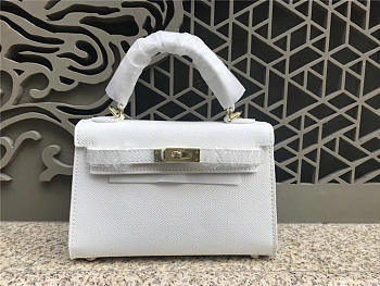 Modishbags Kelly Leather Handbag In White With Gold Hardware