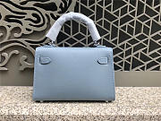 Modishbags Kelly Leather Handbag In Light Blue With Silver Hardware - 3