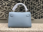 Modishbags Kelly Leather Handbag In Light Blue With Gold Hardware - 4