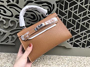Modishbags Kelly Leather Handbag In Khaki With Silver Hardware - 5