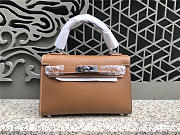 Modishbags Kelly Leather Handbag In Khaki With Silver Hardware - 1