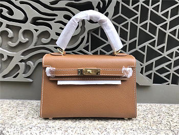 Modishbags Kelly Leather Handbag In Khaki With Gold Hardware