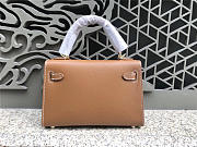 Modishbags Kelly Leather Handbag In Khaki With Gold Hardware - 3