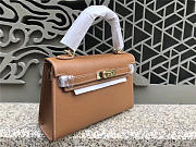 Modishbags Kelly Leather Handbag In Khaki With Gold Hardware - 4