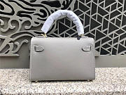 Modishbags Kelly Leather Handbag In Gray With Gold Hardware - 2