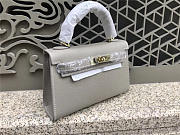 Modishbags Kelly Leather Handbag In Gray With Gold Hardware - 3