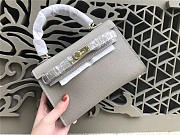 Modishbags Kelly Leather Handbag In Gray With Gold Hardware - 4