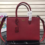 Modishbags Inverted Pleat Saffiano Leather Satchel In Red 1BA153 - 1